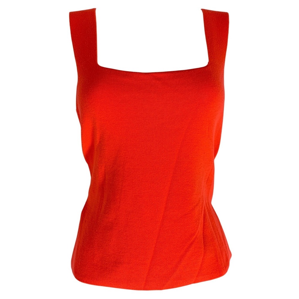 Anthropologie XS Bright Orange Square Neck Knit Tank Tie Back